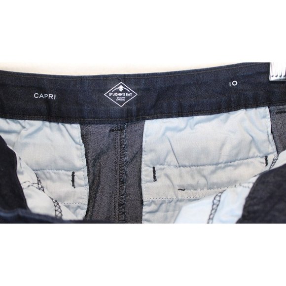 St. John's Bay Capri Jeans Women 10 Blue Denim High Rise Stretch Dark Wash - Picture 9 of 12
